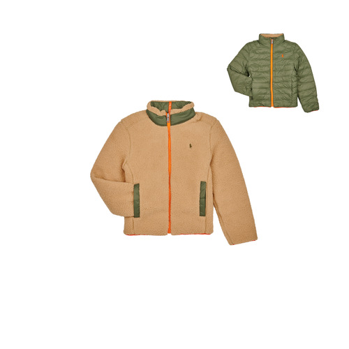 Vêtements Enfant Polaires Polo Ralph Lauren DIVERSIONJKT-REVERSIBLE Beige / Kaki / Orange