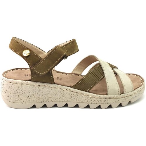 Chaussures Femme Sandales et Nu-pieds Oh My Sandals SANDALE WALK & FLY 9371-30032 CUIR KAKI-BEIGE Vert