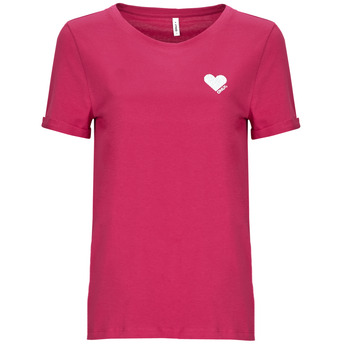 Vêtements Femme T-Shirt mit hohem anteil und Rundhalsausschnitt Only ONLKITA S/S LOGO TOP Rose