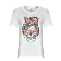 Vêtements Femme T-shirts manches courtes Only ONLABELLA L/S GLITTER V-NECK CS KNT Blanc
