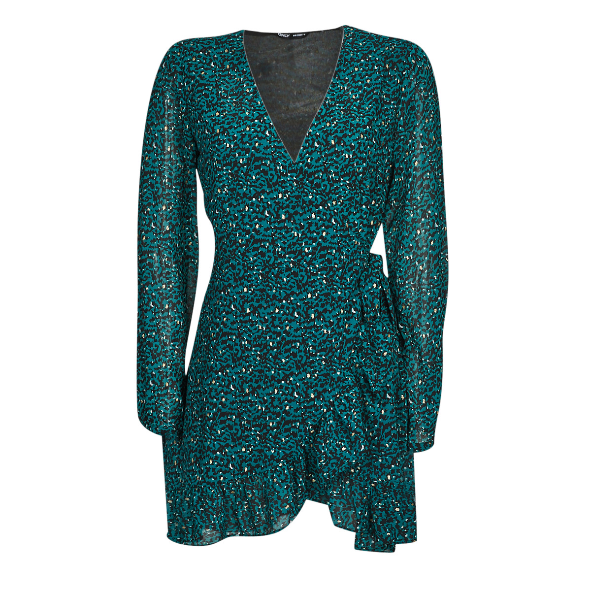 Only ONLKACEY FR L/S WRAP DRESS PTM Vert - Livraison Gratuite | Spartoo ! -  Vêtements Robes courtes Femme 20,00 €