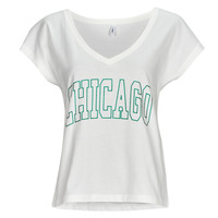 Vêtements Femme T-shirts manches courtes Only ONLKELLY S/S V-NECK TOP BOX CS JRS Blanc