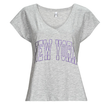 Vêtements Femme T-Shirt mit hohem anteil und Rundhalsausschnitt Only ONLKELLY S/S V-NECK TOP BOX CS JRS Gris