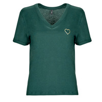Vêtements Femme T-Shirt mit hohem anteil und Rundhalsausschnitt Only ONLKITA S/S V-NECK HEART TOP BOX CS JRS Bleu