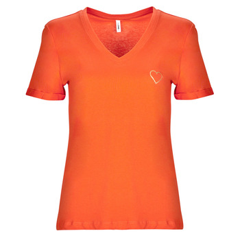 Vêtements Femme puff-sleeve velvet-effect midi dress Only ONLKITA S/S V-NECK HEART TOP BOX CS JRS Orange