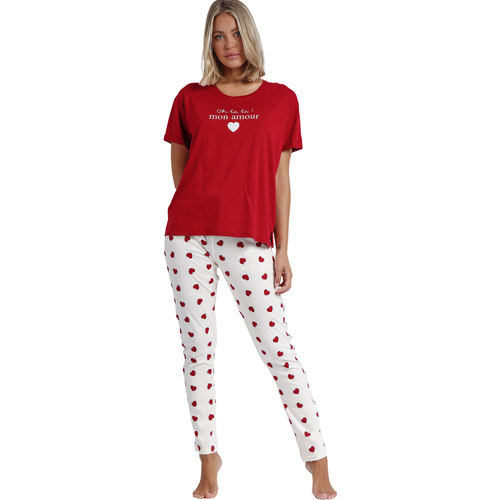 Vêtements Femme Pyjamas / Chemises de nuit Admas Pyjama pantalon t-shirt Dans Mon Coeur Rouge