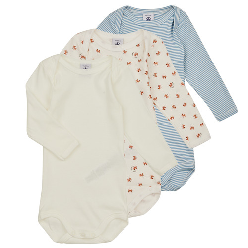 Vêtements Enfant Pyjamas / Chemises de nuit Petit Bateau BODY US ML RENARD PACK X3 Blanc / Bleu