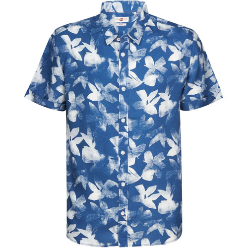 Vêtements Homme Chemises manches longues Petrol Industries Shirt Short Sleeve Aop Imprimé De Fleurs Bleu Bleu