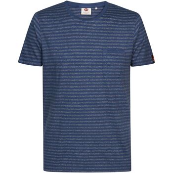 Vêtements Homme Bottega Veneta Black Cotton Polo Shirt t-shirt Petrol Industries T-Shirt t-shirt Bleu Foncé Rayé Bleu