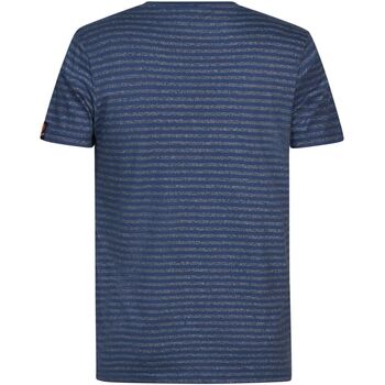Petrol Industries T-Shirt Bleu Foncé Rayé Bleu