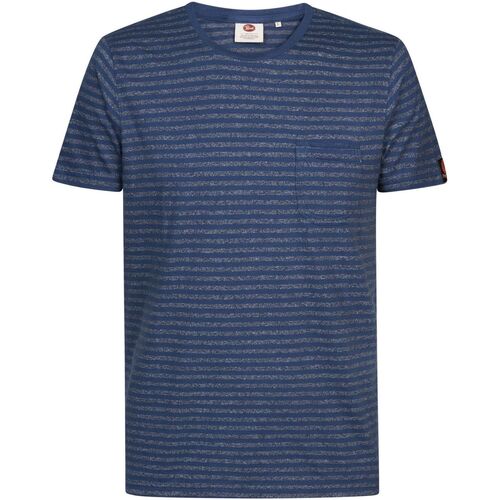 Vêtements Homme T-shirt Ss Classic Print Petrol Industries T-Shirt Bleu Foncé Rayé Bleu