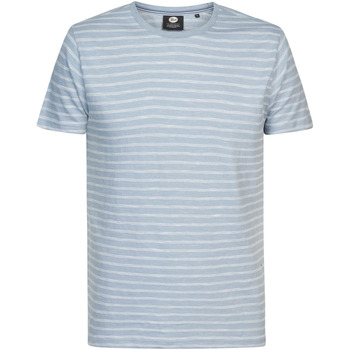 Vêtements Homme Men T-shirt Ss Photo Print Petrol Industries T-Shirt Bleu Clair Rayé Bleu