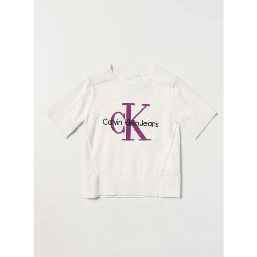 Vêtements Enfant Sweats Calvin Klein COLLAR orange  Blanc