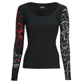 Vêtements Femme T-shirts manches longues Desigual HERY Noir / Blanc / Rouge