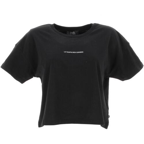 Vêtements Fille T-shirts crew manches courtes Le Temps des Cerises Vinagi black mc tee girl Noir
