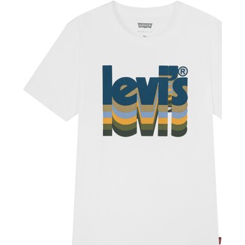 Vêtements Fille T-shirts manches courtes Levi's logo-patch sleeve detail sweatshirt Black Blanc