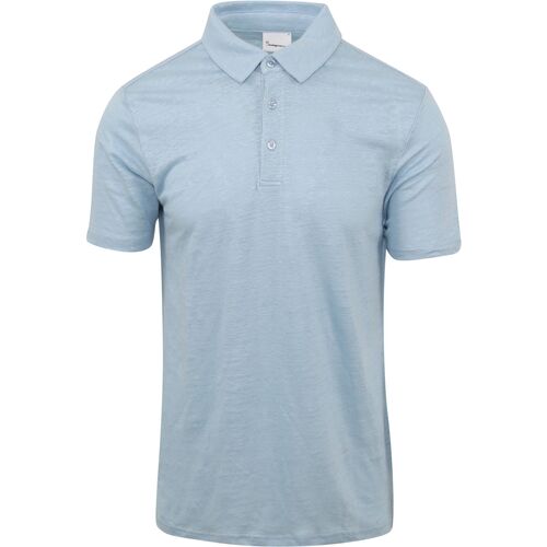 Vêtements Homme T-shirts & Polos Knowledge Cotton Apparel Polo De Lin Bleu Clair Bleu