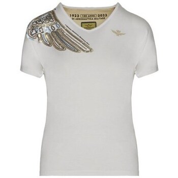 Vêtements Femme T-shirts manches courtes Aeronautica Militare TS2110DJ60173009 Blanc, Doré