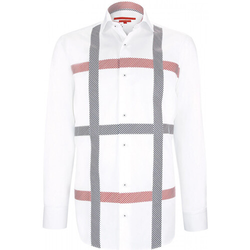 Vêtements Homme Chemises manches longues Suivi de commande chemise cintree satin de coton flaggy blanc Blanc