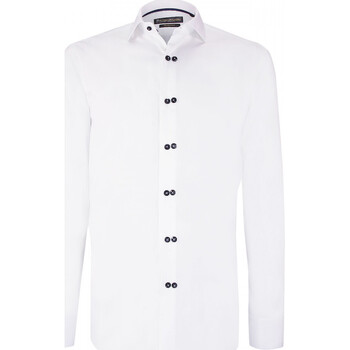 Vêtements Homme Chemises manches longues Emporio Balzani chemise cintree double boutonnage dottio blanc Blanc