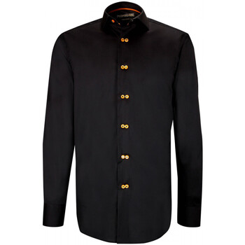 Vêtements Homme Chemises manches longues Emporio Balzani chemise cintree double boutonnage dottio noir Noir