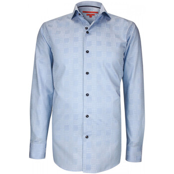 Vêtements Homme Chemises manches longues Andrew Mc Allister chemise cintree tissu a motifs checker bleu Bleu