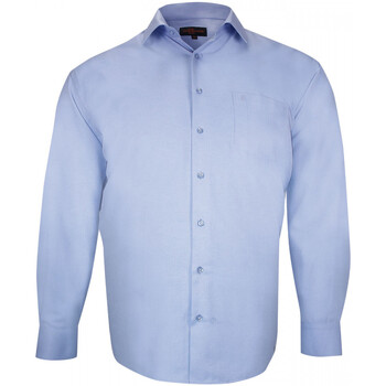 Vêtements Homme Chemises manches longues Doublissimo chemise forte taille tissus chevron spinadi bleu Bleu