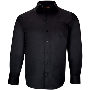 Vêtements Homme Chemises manches longues Doublissimo chemise forte taille tissus chevron spinadi noir Noir