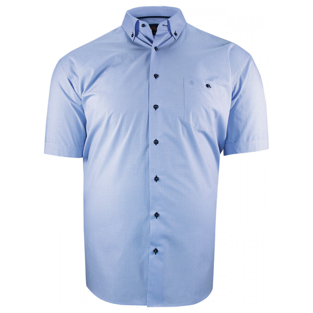 Vêtements Homme Chemises manches courtes Doublissimo chemisette forte taille a motifs vichy piastre bleu Bleu