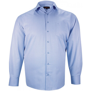 Vêtements Homme Chemises manches longues Doublissimo chemise forte taille tissus premium armure bastini bleu Bleu