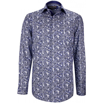 Vêtements Homme Chemises manches longues Emporio Balzani chemise cintree tissu imprime cashmo bleu Bleu