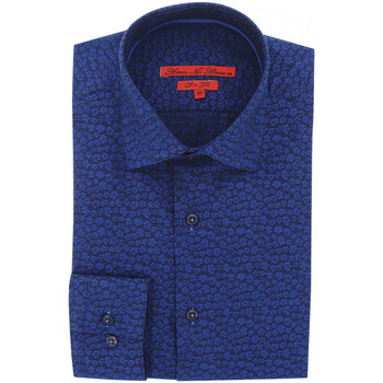 Andrew Mc Allister chemise cintree tissu a motifs flower bleu Bleu
