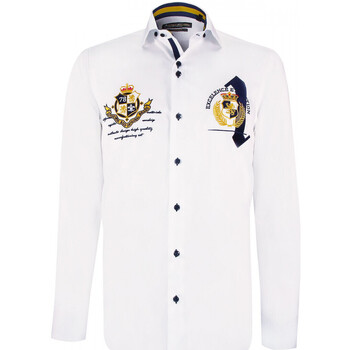 Vêtements Homme Chemises manches longues Emporio Balzani chemise cintree a broderies uno blanc Blanc