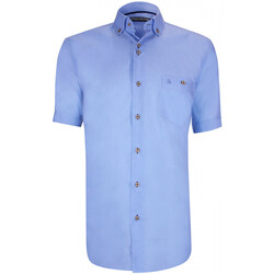Vêtements Homme Chemises manches courtes Emporio Balzani chemisette lin classique coupe droite olino bleu Bleu