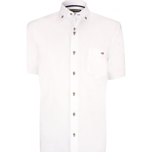 Vêtements Homme Chemises manches courtes Emporio Balzani chemisette lin classique coupe droite olino blanc Blanc