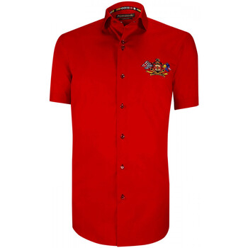 Vêtements Homme Chemises manches courtes Emporio Balzani chemisette brodee coupe cintree exclusivo rouge Rouge