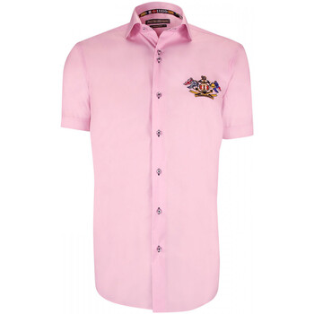 chemise emporio balzani  chemisette brodee coupe cintree exclusivo rose 
