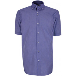Vêtements Homme Chemises manches courtes Emporio Balzani chemisette classique coupe droite quadri bleu Bleu