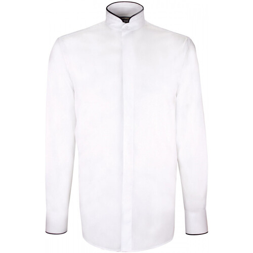 Vêtements Homme Chemises manches longues Emporio Balzani chemise mode cintree col mao mao blanc Blanc