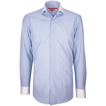 Vêtements Homme Chemises manches longues Andrew Mc Allister chemise mode col et poignets blancs josh bleu Bleu