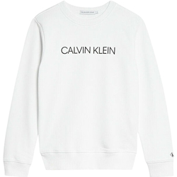 Vêtements Garçon Pulls Calvin Klein Jeans Sweat coton col rond droit Blanc