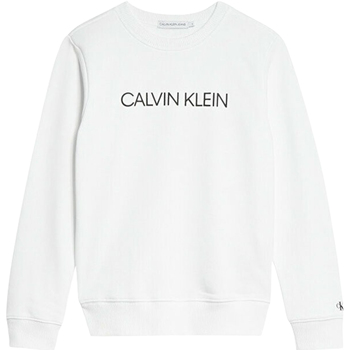 Vêtements Garçon Sweats Calvin Klein Jeans Sweat coton col rond droit Blanc