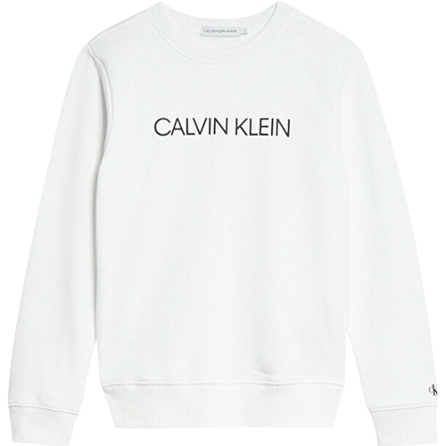 Vêtements Garçon Pulls Calvin Klein JEANS snake Sweat coton col rond droit Blanc