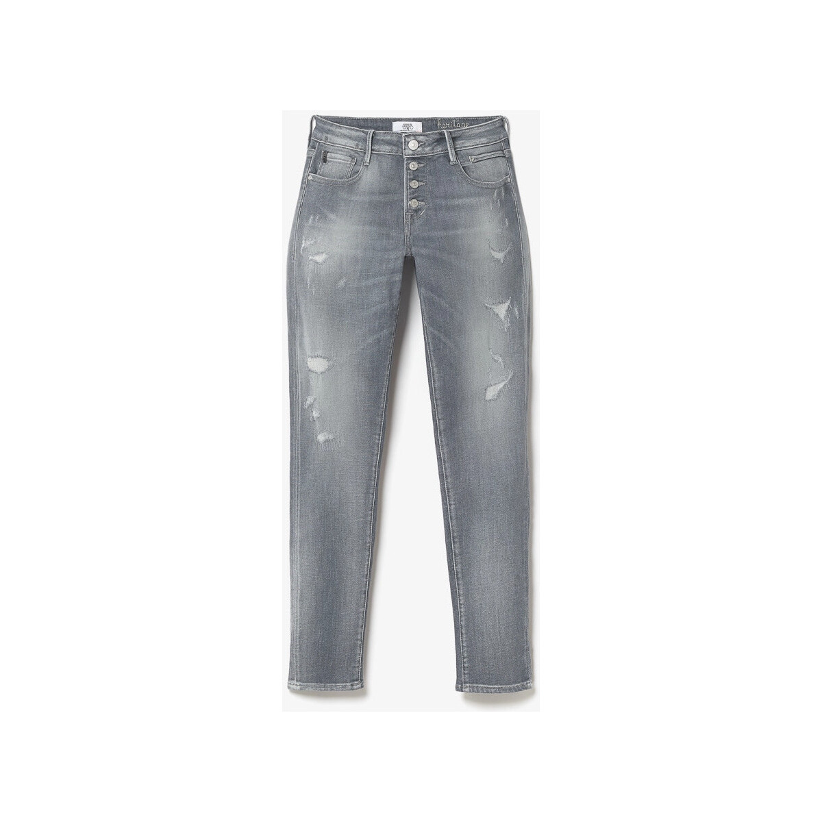 Vêtements Femme Jeans Le Temps des Cerises Goudes power skinny 7/8ème jeans destroy gris Gris