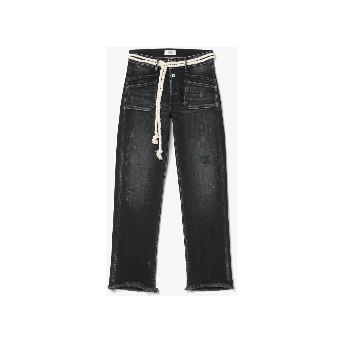 Vêtements Femme Jeans Le Temps des Cerises Pricilia taille haute 7/8ème jeans destroy noir Noir