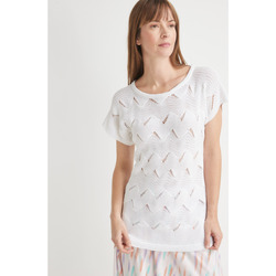 Vêtements Femme Pulls Daxon by  - Pull fantaisie manches T Blanc