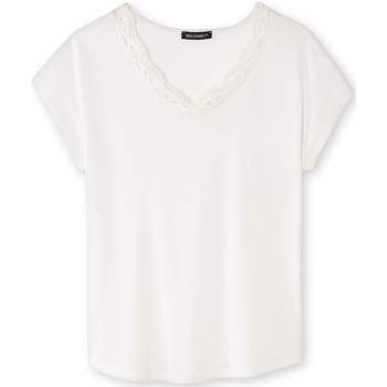 Vêtements Femme T-shirts manches courtes Kocoon by Daxon - Tee-shirt encolure V macramé blanc