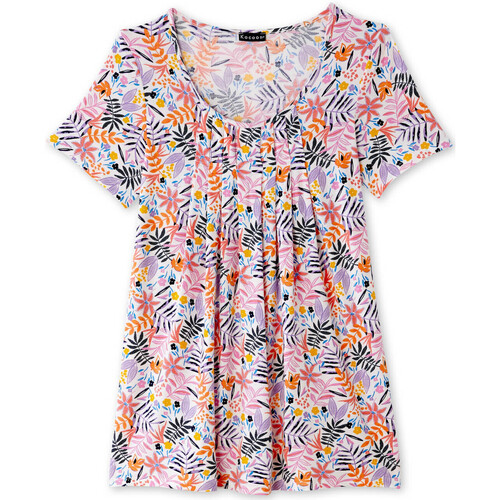 Vêtements Tee-shirts T-shirts & Polos Daxon by  - Tunique à plis manches courtes Multicolore