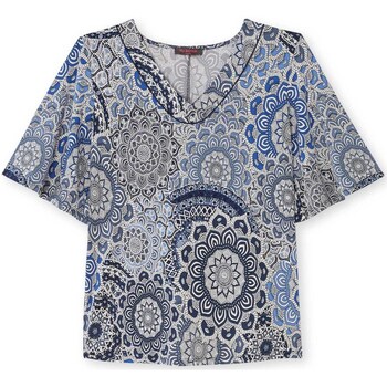 Vêtements Femme T-shirts manches courtes Kocoon by Daxon - Tunique manches 3/4 pagode imprimbleu
