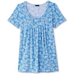 Vêtements Femme T-shirts & Polos Kocoon by Daxon - Tunique à plis manches courtes imprimfondbleu